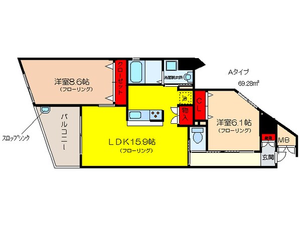 シェ－ンブルン羽鷹の物件間取画像